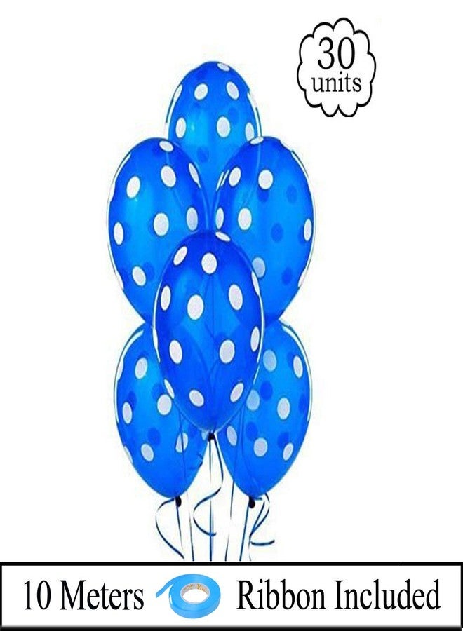 AMFIN® 12 Inch (Pack of 30) Polka Dot Birthday Party Balloons - Blue - Image 2